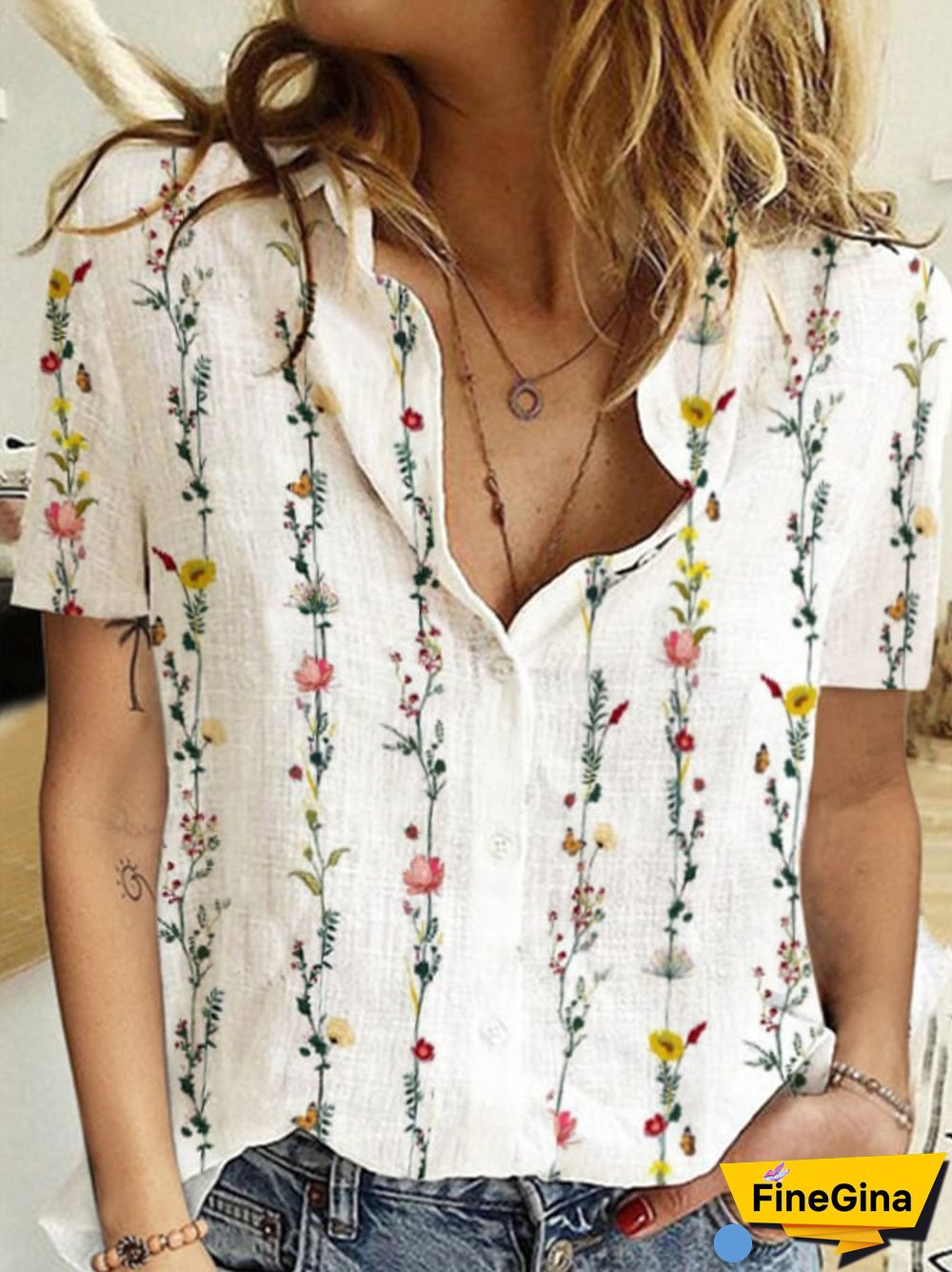 Women's Floral Print Casual Shirt