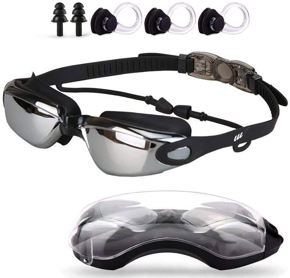 Swim Goggles,Swimming Goggles with Mirror Lens for Men Women Adult Youth Kids Girls Anti Fog No Leaking