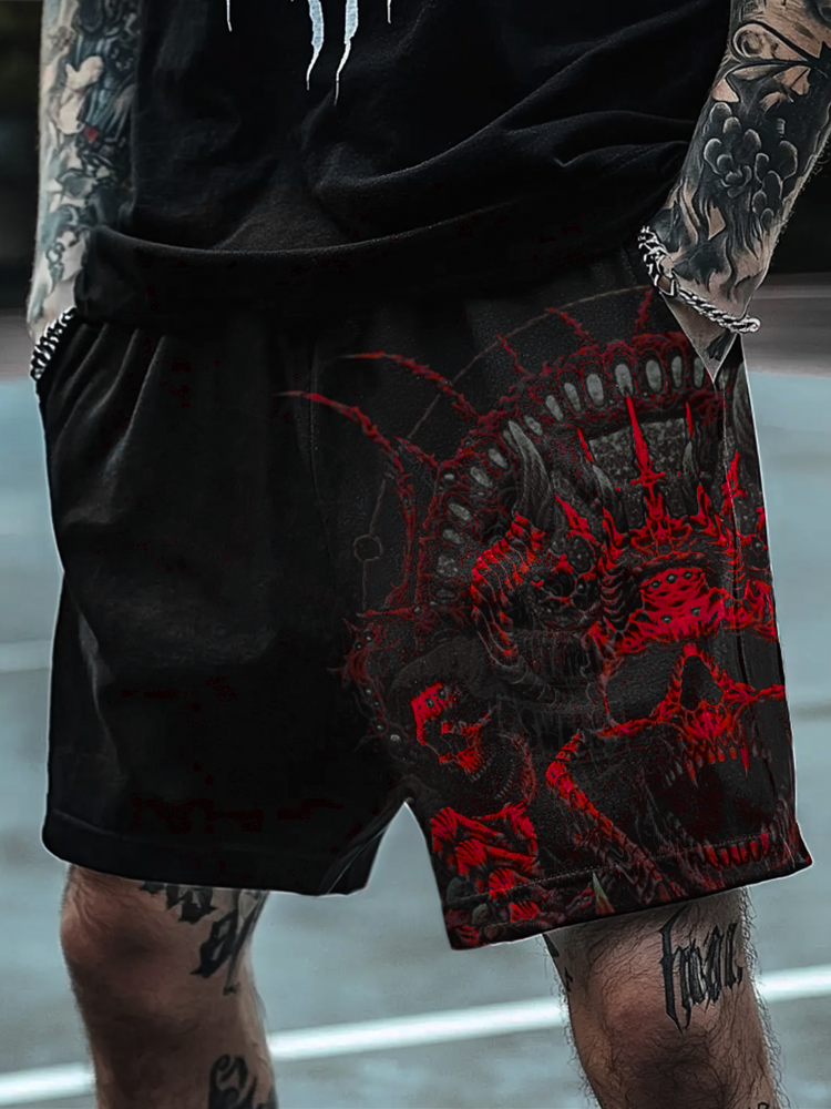 Satanic Skull Devil Dark Digital 3D Printed Shorts