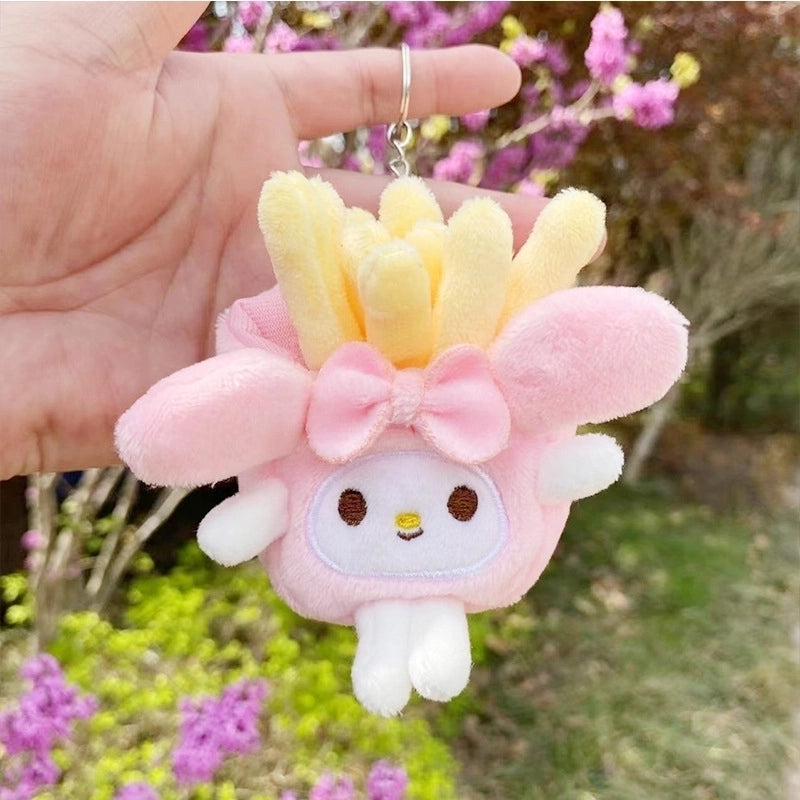 3 Pieces Cute Novelty Toast Hamburger Hot Dog Pp Cotton Plush Unisex Bag Pendant Keychain