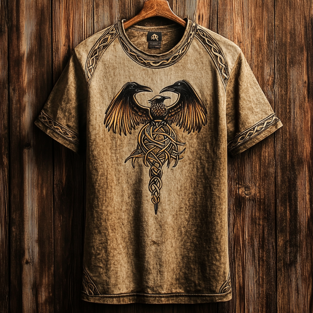 Men's Viking Nordic Life Of Tree Raven Knot Art T-Shirt / Rvogue / Rvogue