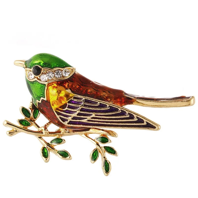 Women Bird Phoenix Owl Swallow Woodpecker Enamel Bird Brooches Women Alloy Brown Grey Bird Animal Party Casual Brooch Pins Gifts