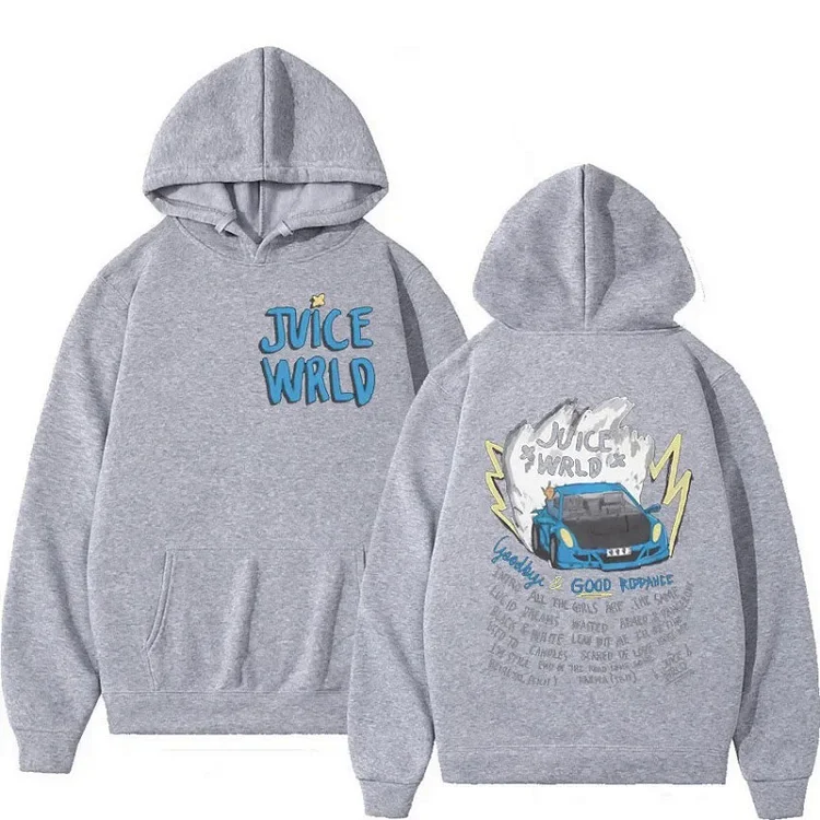Rapper Juice Wrld Hoodie Pullover Sweatshirt Hip Hop Oversized Hoodies Streetwear at Hiphopee