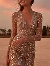 Shiny Spangle Long Sleeves Mini Dresses