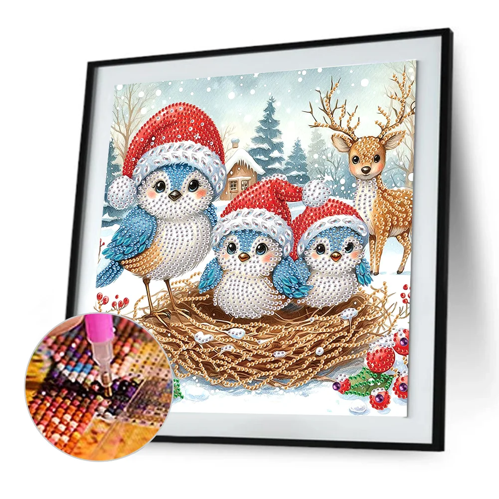 Diamond Painting - Partial Special Shaped Drill - Xmas Bird(Canvas|30*30cm)