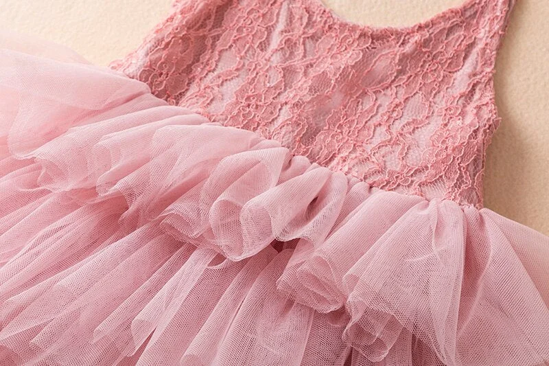 Girls Summer Dresses For Kids Sling Lace Tulle Tutu Birthday Clothes Baby Elegant Dress Wedding Party Children Princess Costume