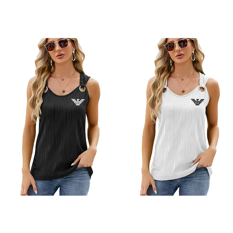 💥Kupte jeden a dostanete jeden zdarma💥Armani nov&yacute; letn&iacute; jednobarevn&yacute; kovov&yacute; prsten voln&yacute; top bez ruk&aacute;vů