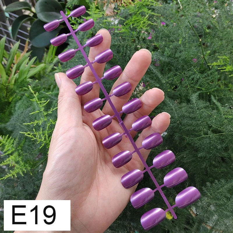 10 Sets Round Shape False Nail Tips In Same Color 24 Pieces/Set 10 Sizes Press on Fake Nails DIY Manicure Finger Nail Tips-Nail Inspo