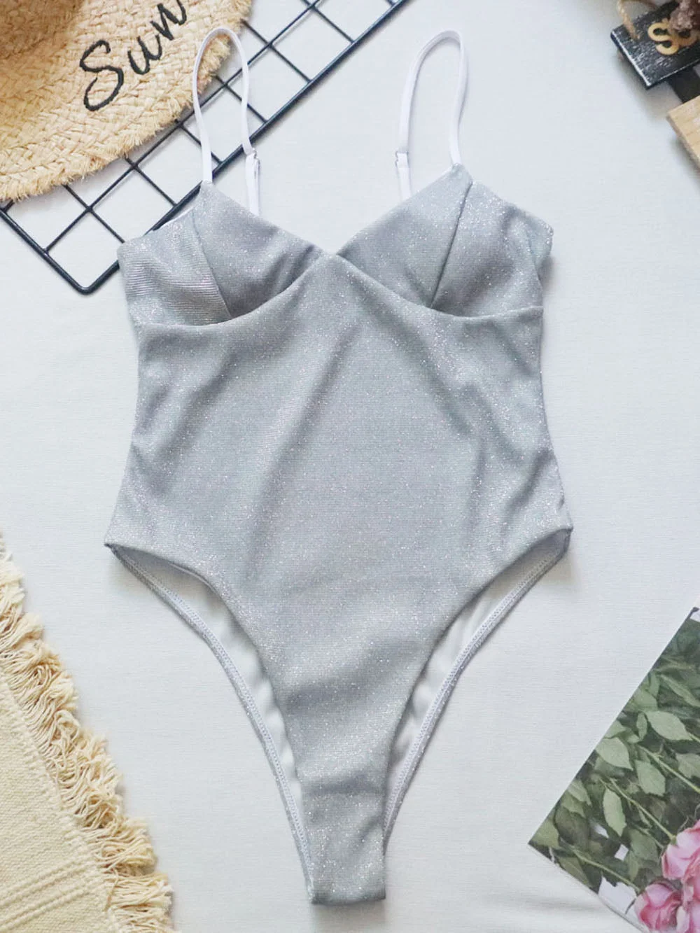 New Sexy Shiny High Cut Push Up One Piece Swimsuit Women Swimwear Female High Cut Monokini Bather Bathing Suit Swim Lady