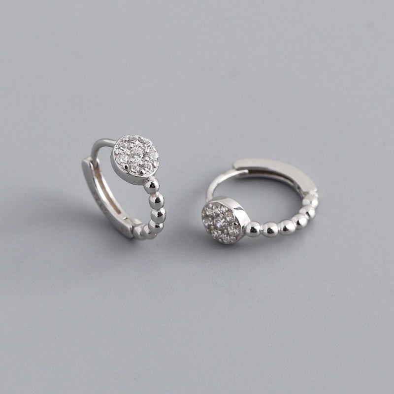 1 Pair 925 Sterling Silver Zircon Geometric Earrings