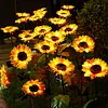 Solar Powered 3/6Head Sunflower Lights Smart Sensor Waterproof Landscape Lights Weather Proof Simulation Sunflower Decorative Lamp for Garden Lawn Courtyard Decor