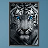 (Grande Taille) Tigre blanc avec des yeux bleus-partiel ab rond diamant peinture-40 * 60cm
