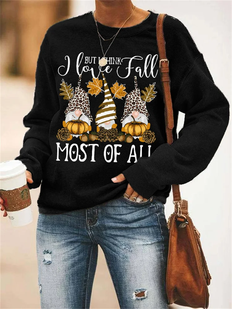 Vefave Gnomes I Love Fall Most Of All Sweatshirt