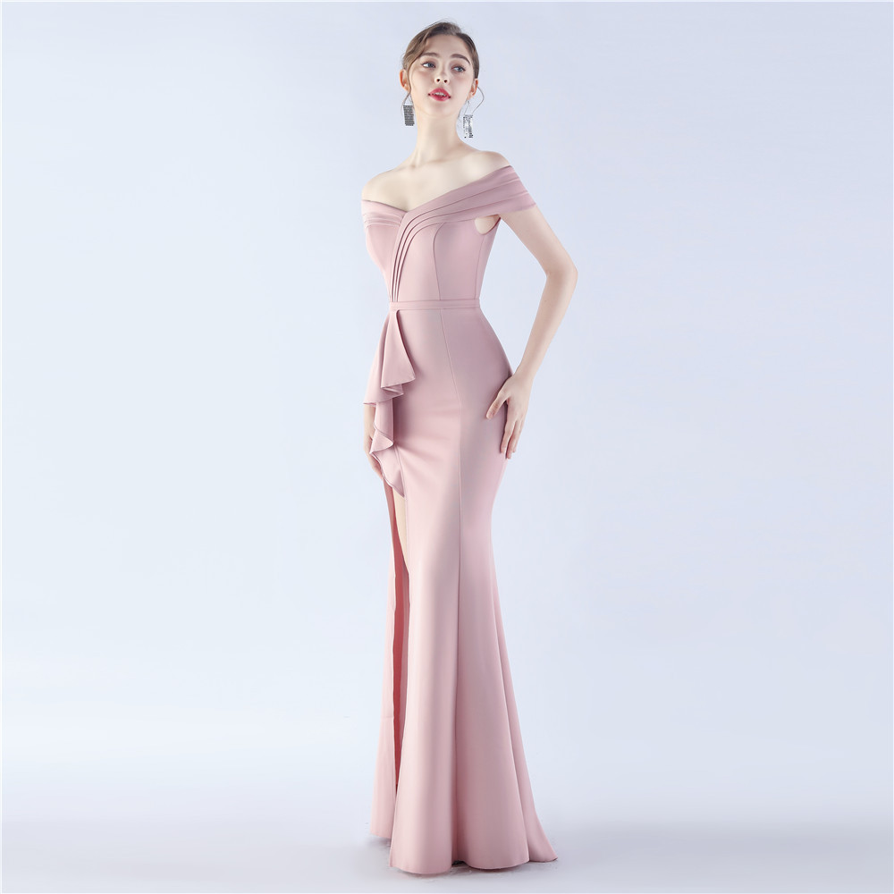 Classic Satin Off Shoulder Long Evening Dress - Elegant & Timeless - Ootddress