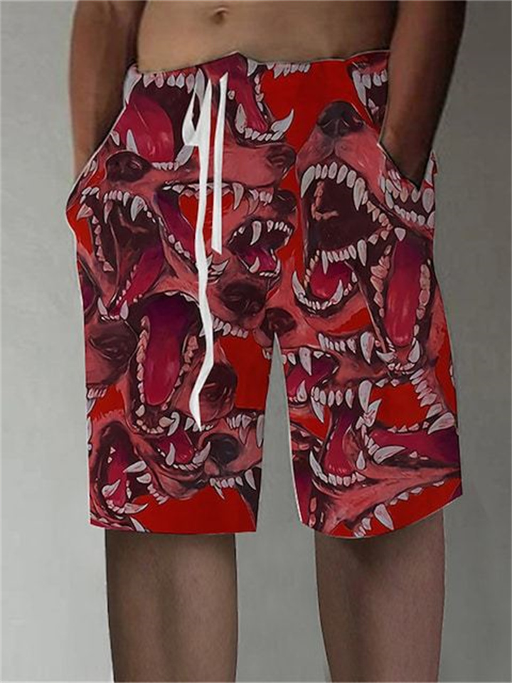 Drawstring Shorts Cartoon Pattern 3D Printed Straight Fit Men's Shorts