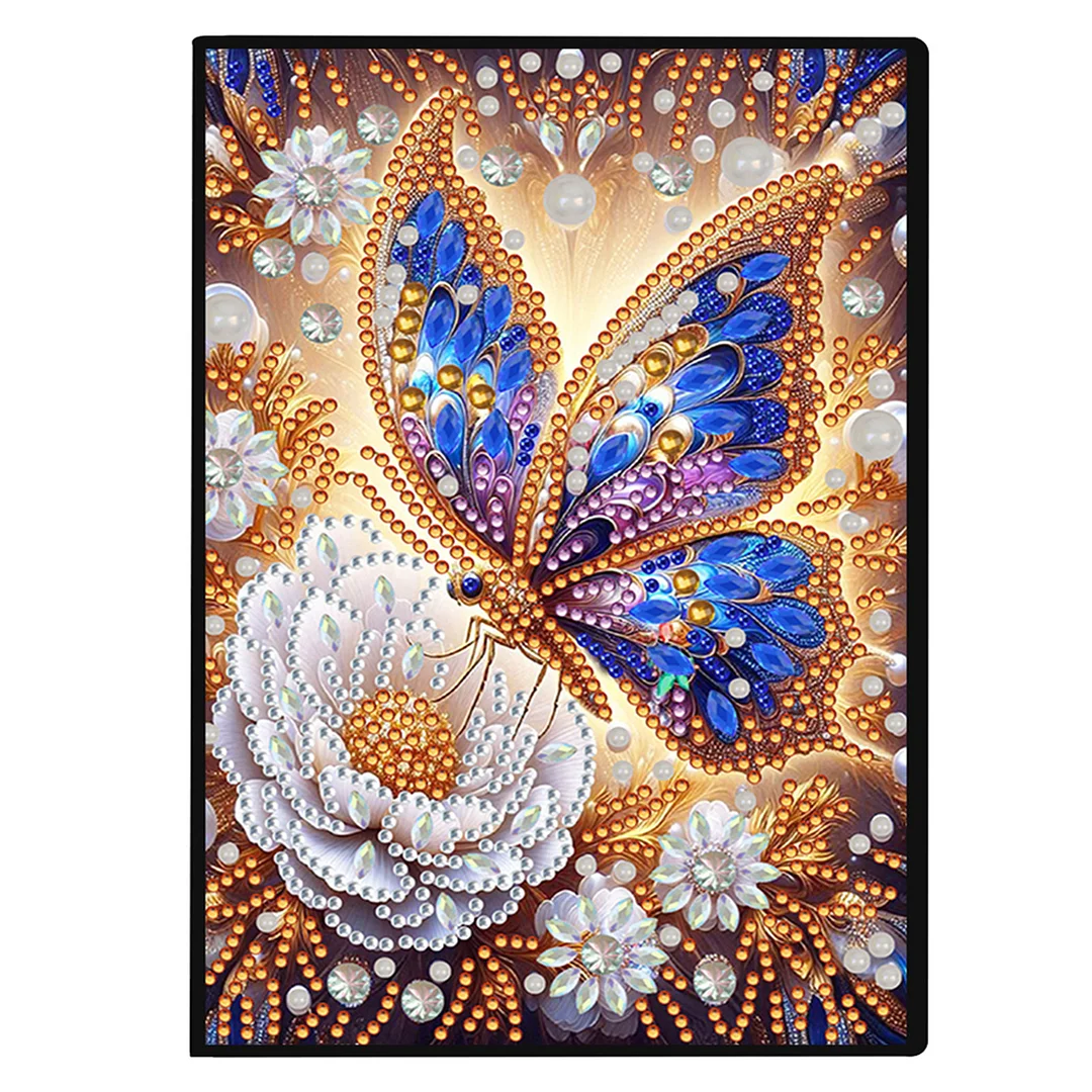 DIY Flower Diamond Painting Journals Notebooks 50 Pages A5 No Lines Special Shaped Diamond Art Kits for Beginners Craft Lovers and Artists (Butterflies Flowers)