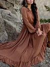 Brown Colour  Long Sleeve Bohemia Maxi Dreese