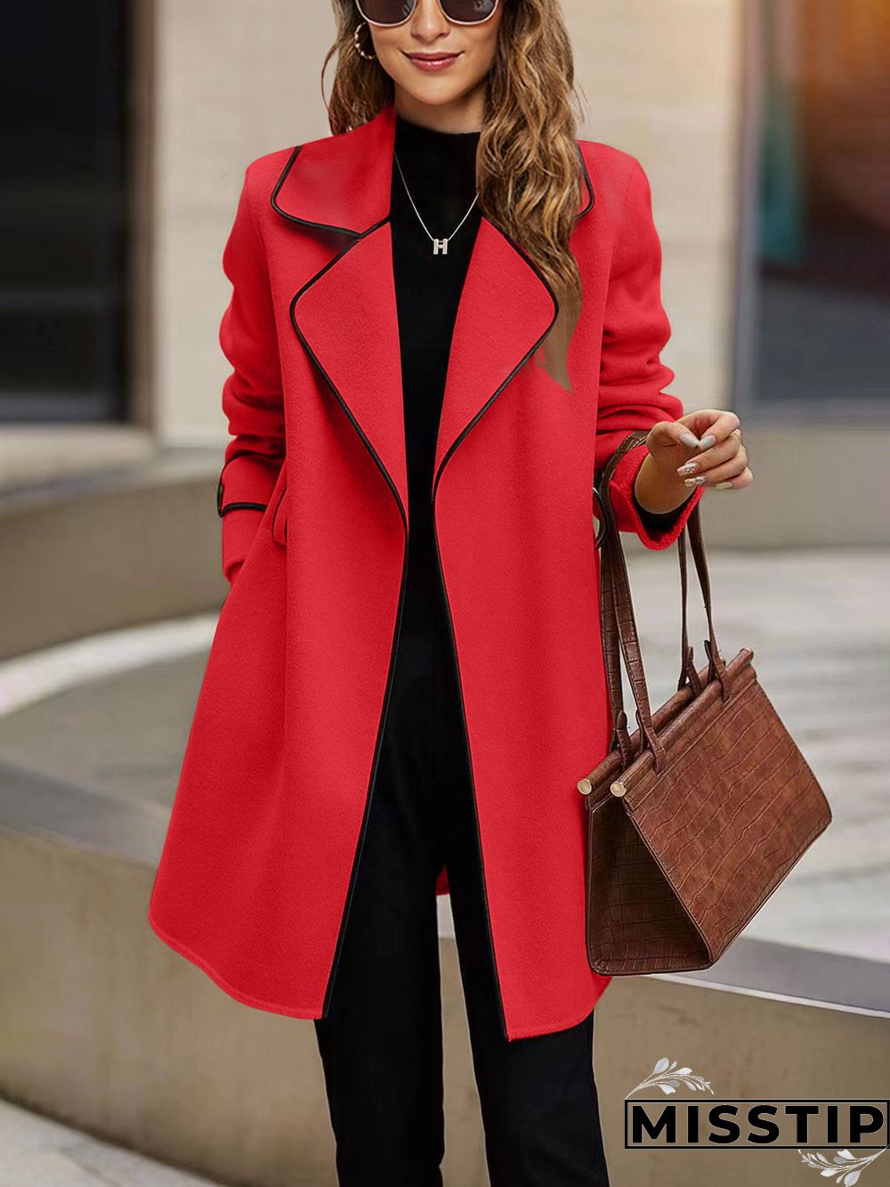 Winter Warm Woolen Blend Lapel Coat with Belt