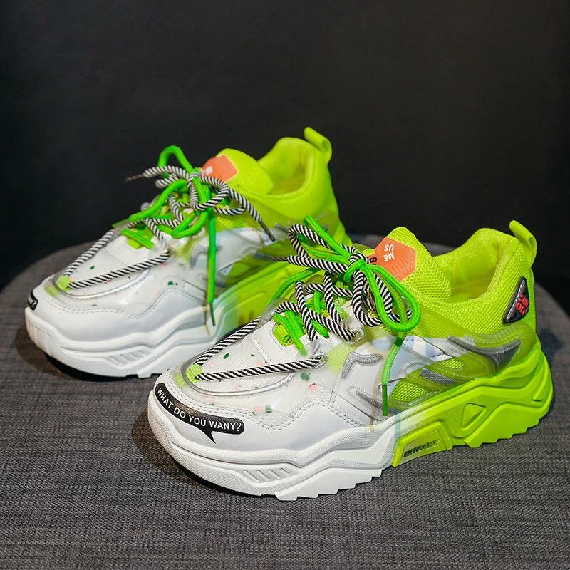 2021 New Women Shoes Comfortable Breathable Casual Shoes Autumn Women's Lace-up Color Matching Non-slip Wear-resistant Sneakers