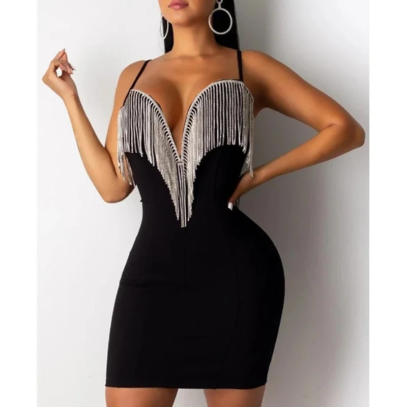 Fashion Women Jumpsuit Sexy Ladies V-Neck Halter Strappy Bodycon Short Mini Party Jumper Romper Tassels Jumpsuits Woman Clubwear