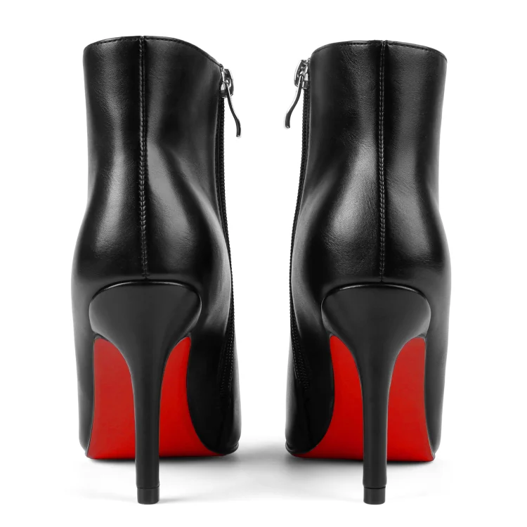 Black Two-Toned Ankle Boot- Red Bottom – Vidia's Closet