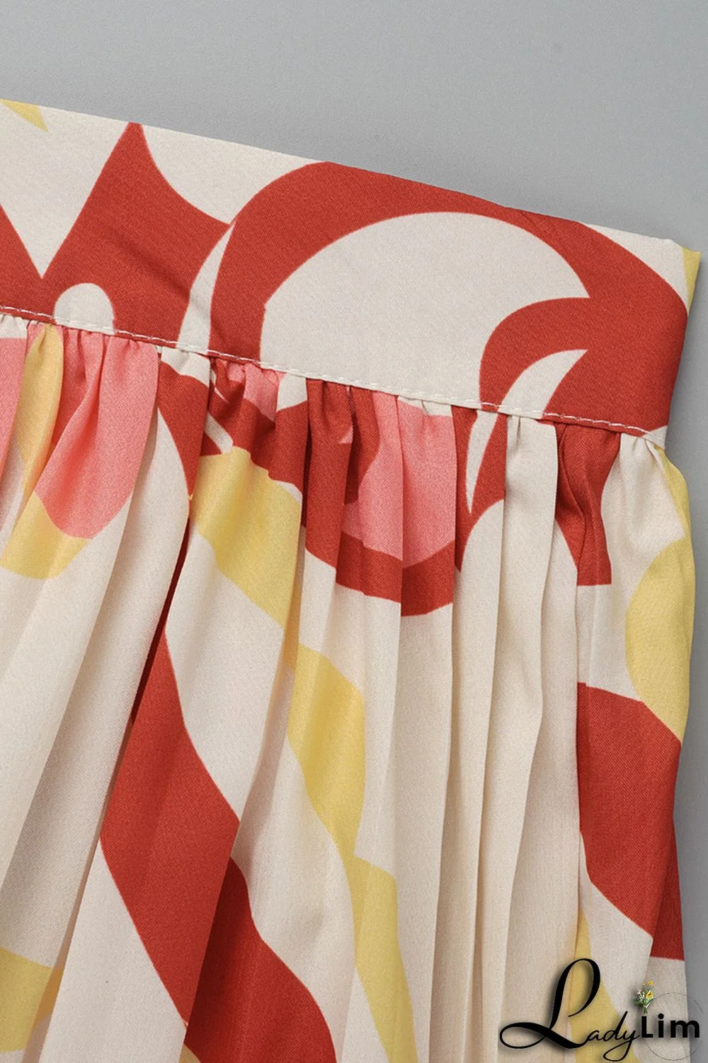 Red Fashion Casual Print Bandage Slit V Neck Long Sleeve Dresses