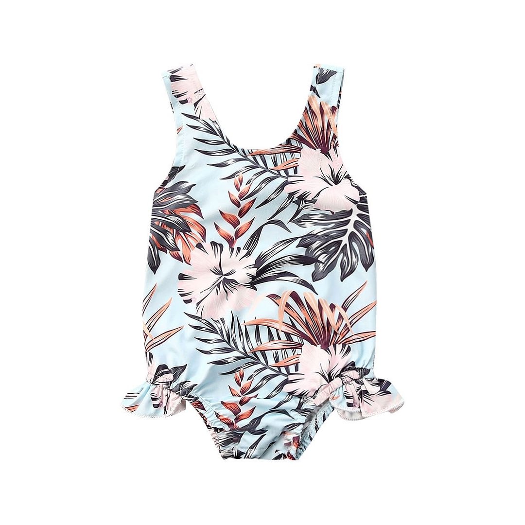 2020 Summer Swimsuit Sister Brother Matching Bathing suit Infant Newborn Baby Girls Backless Leaves Flowers Swimwear Tankini