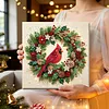 Christmas DIY Special Shape Diamond Painting Pearl Art With Inner Frame Kit 25x25cm(Wreath-wearing Cardinal)