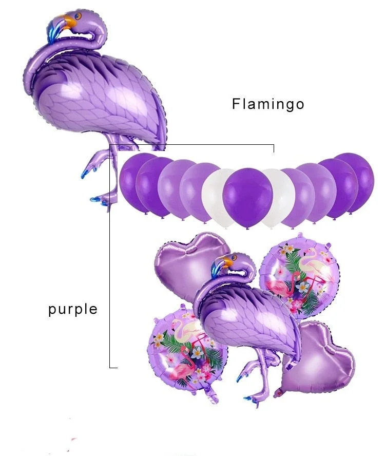 Hawaiian Party Balloon 18 inch Round Flamingo Aluminum Foil Balloon Flamingo Wine Glass Leaf Balloon Birthday Party Decoration