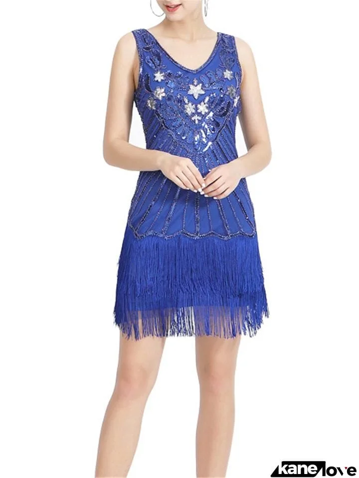 Decent Vintage Fringed Sequined Gatsby Dress for Cocktail Party