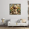 Sunflower Teddy Full 11CT 3 Strands DIY Stamped Cross Stitch Kits 40x40cm Embroidery Needlepoint Starter Kit for Beginners Adults Gift Home Wall Decor