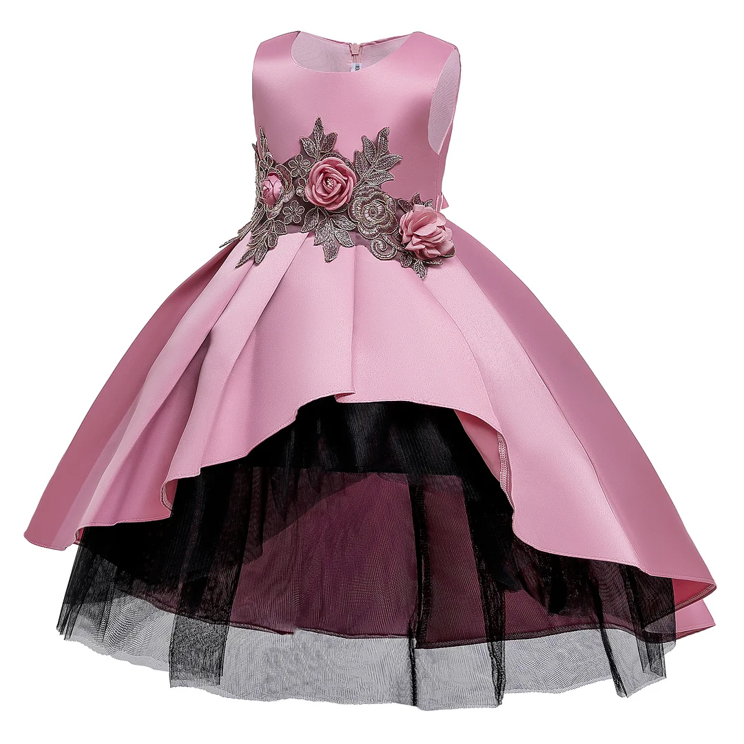 Princess Dress for Girls: Spring Evening Gown with Embroidery, Perfect for Piano Performances and Flower Girls