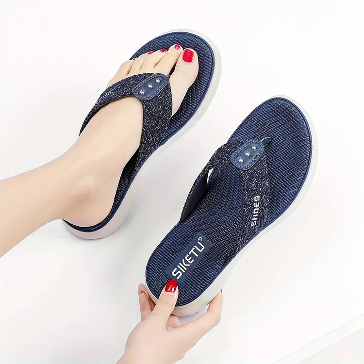 Womens Slip-On Wedge Flip Flops Radinnoo.com