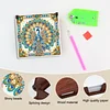 Wooden DIY Peacock Diamond Painting Kit Note Box with 160 Papers for Office Desk