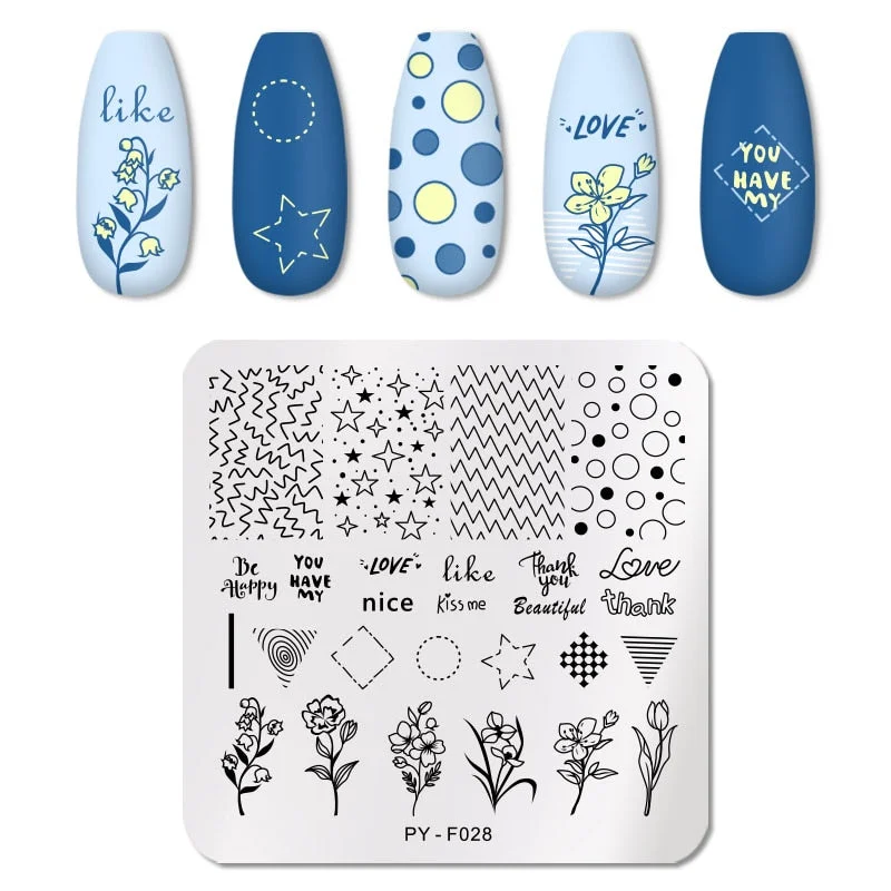 PICT YOU Nail Stamping Plates Christmas Festival Geometric Striped Line Natural Nail Art Stamping Plate Stencil Stainless Steel-Nail Inspo