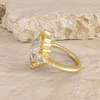14K Yellow Gold 2ct Elongated Hexagonal Cut Lab Diamond Victoran-Style Bezel Ring with Floral Motifs