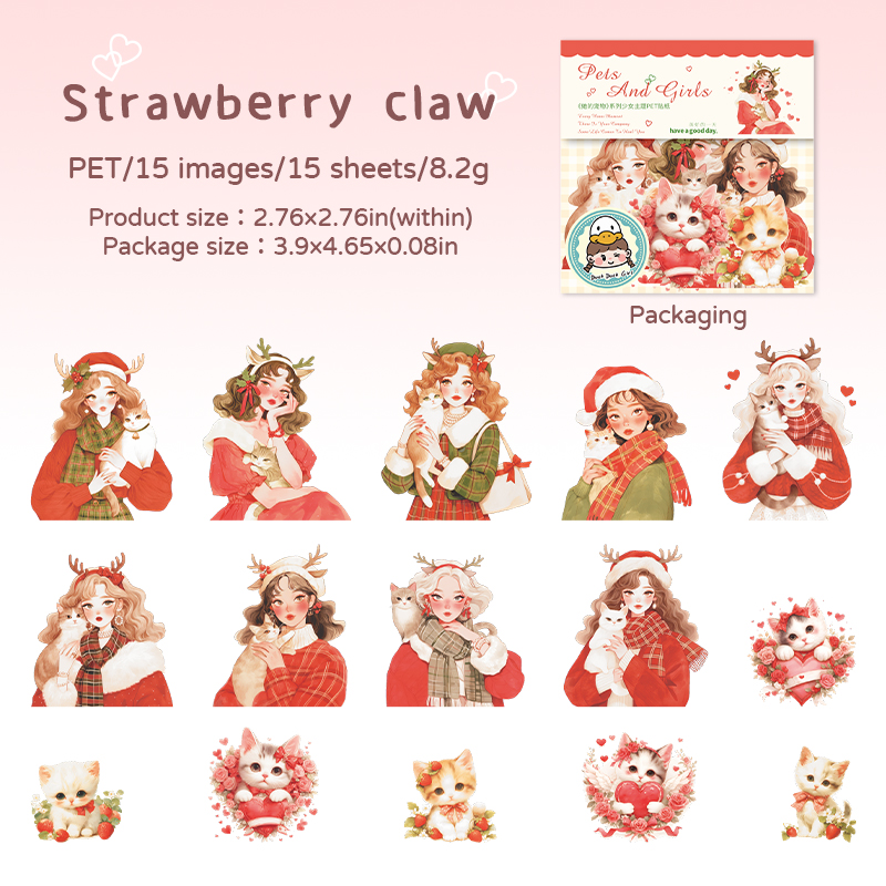 PET Sticker - Pets and Girls Series Cute Dog Cat Character Landscape 