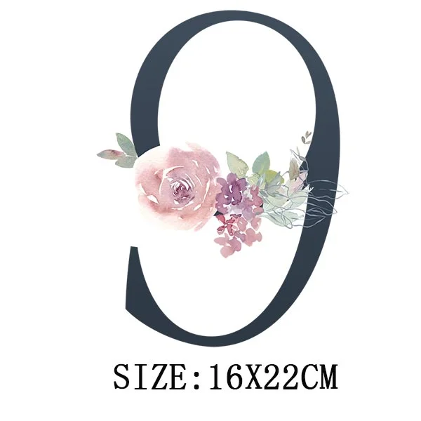 Beautiful Number Thermal Stickers On T-shirt Bag DIY Washable Patches Funny Design Iron On Transfers For Clothes Appliqued Decor