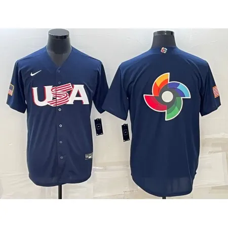 Men's USA Baseball 2023 Navy World Baseball Big Logo Classic Stitched Jersey ALBX