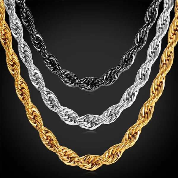9MM Hip Hop Bling Men's Twist Rope Chain