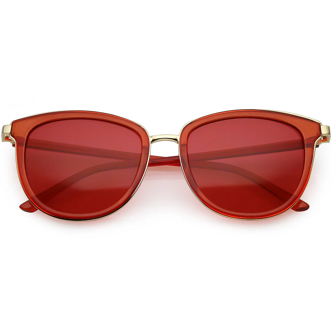 Translucent Metal Trim Square Horn Rimmed glasses Color Tinted Lens 53mm