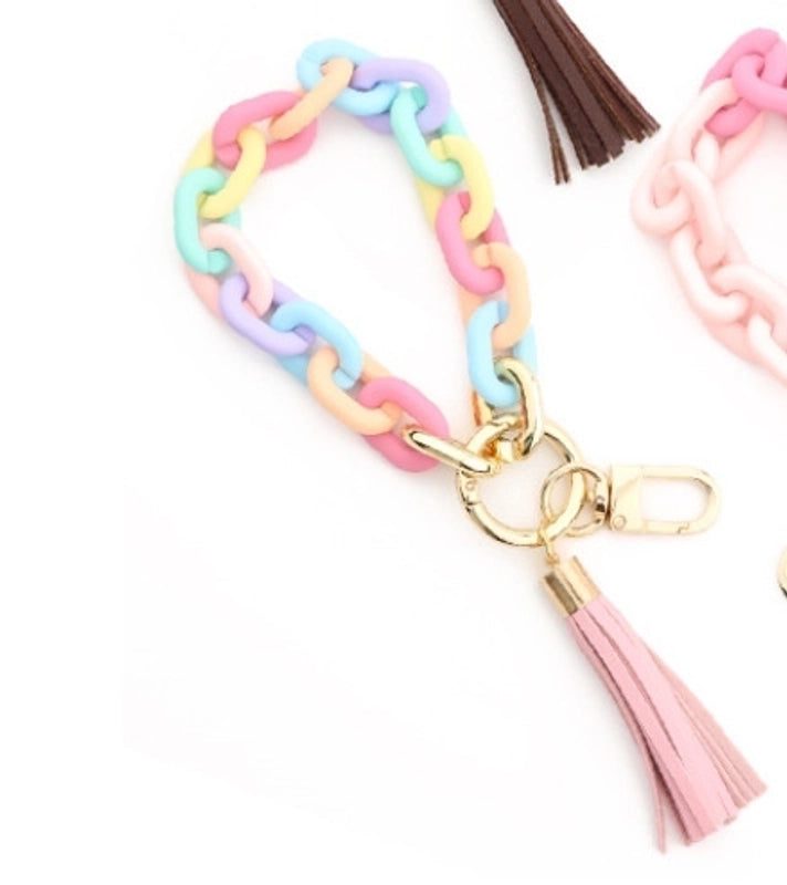 Minimalist Solid Color Arylic Plating Unisex Bag Pendant Keychain