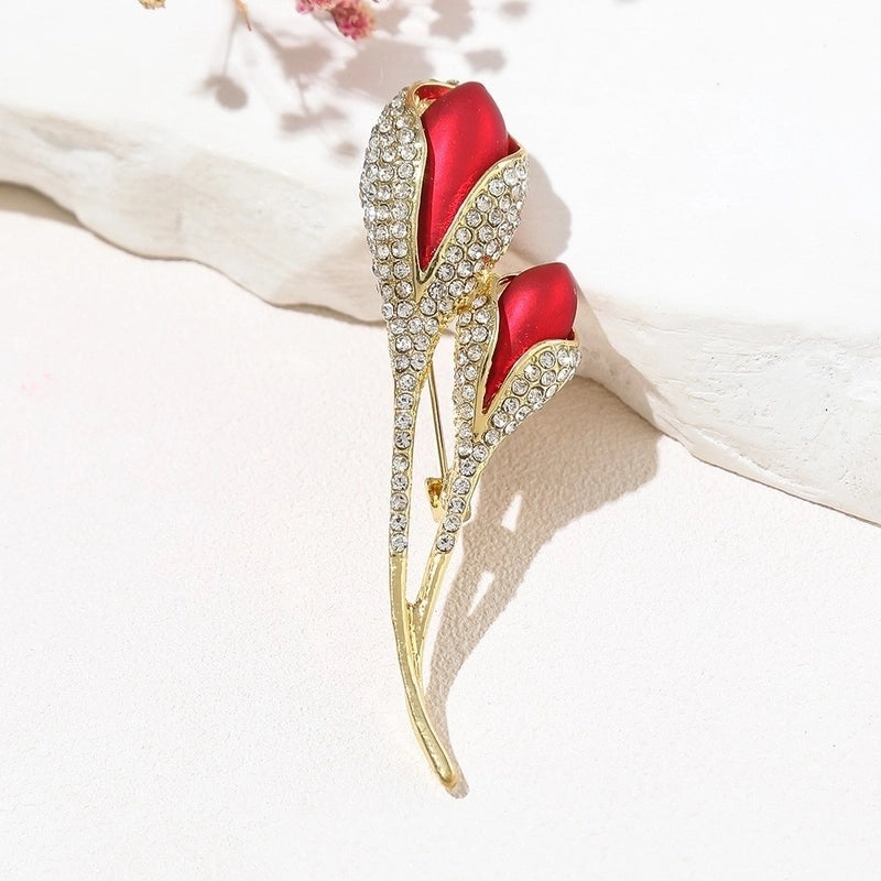 Fashion Pin Flower Alloy Plating Inlay Artificial Gemstones Pearl Women’S Brooches