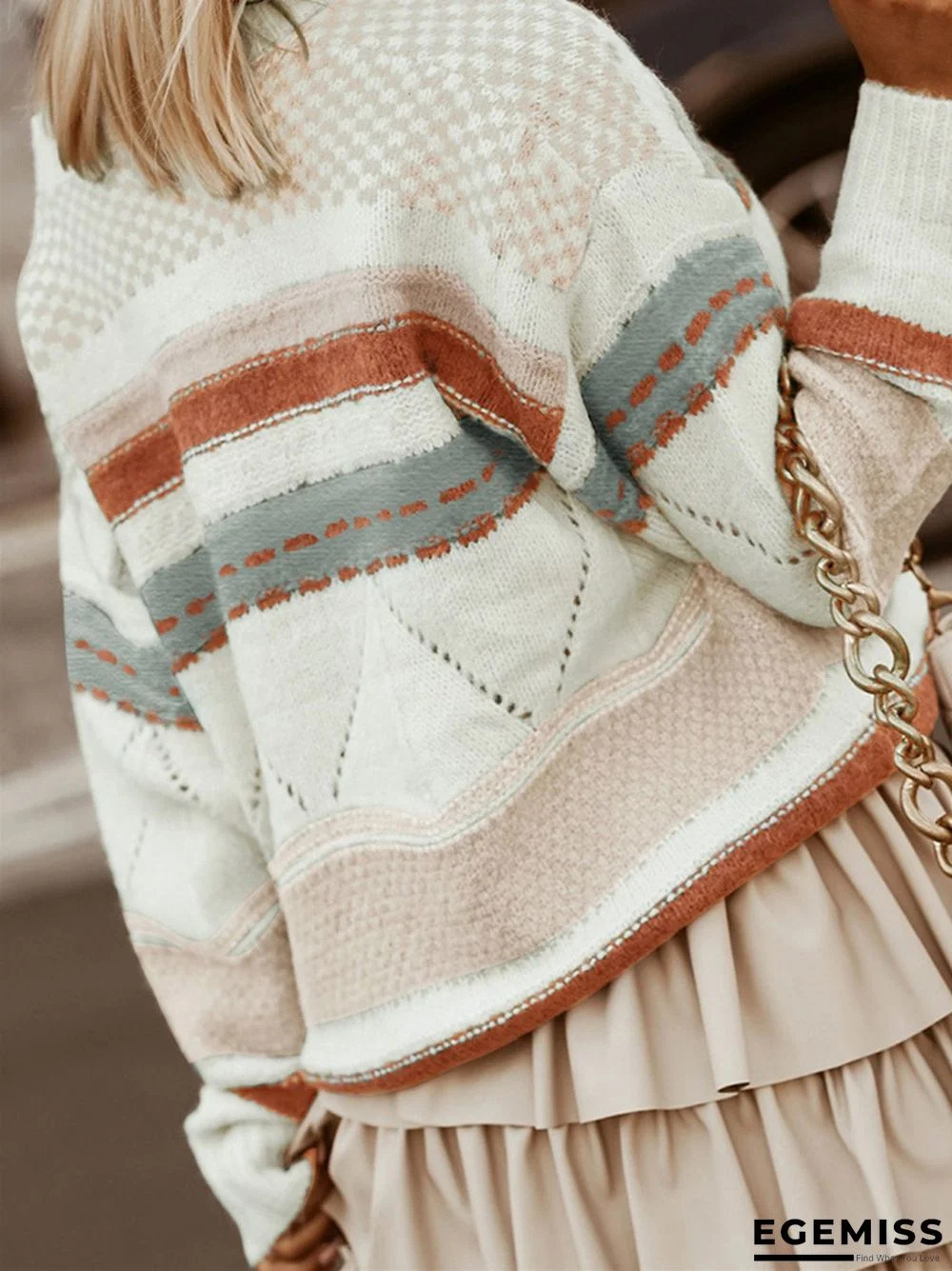 Casual Striped Multicolor Pullover Sweater | EGEMISS