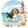Beagle Seaside Puppy-11CT Stamped Cross Stitch Pillowcase 45*45cm