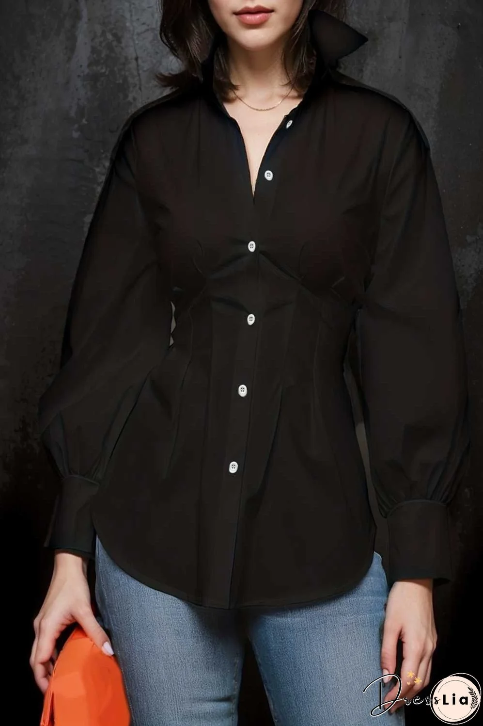 plus size casual blouse women s plus solid button up lantern sleeve turn down collar nipped waist blouse