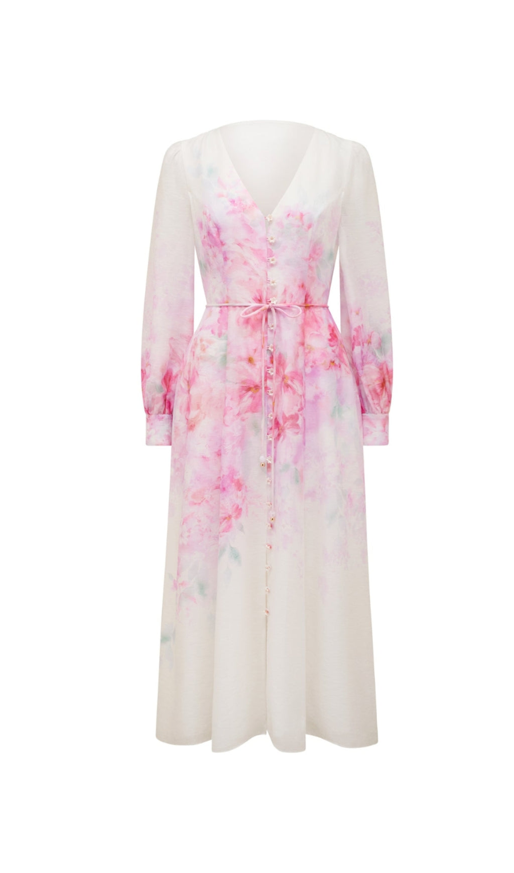 virginia floral Printed Midi Dress in pink