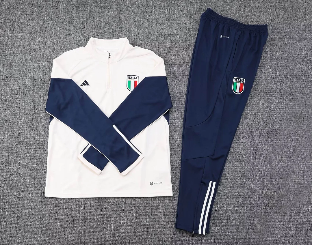 2023 Italy Half-Pull Training Suit Off-White Soccer Shirt