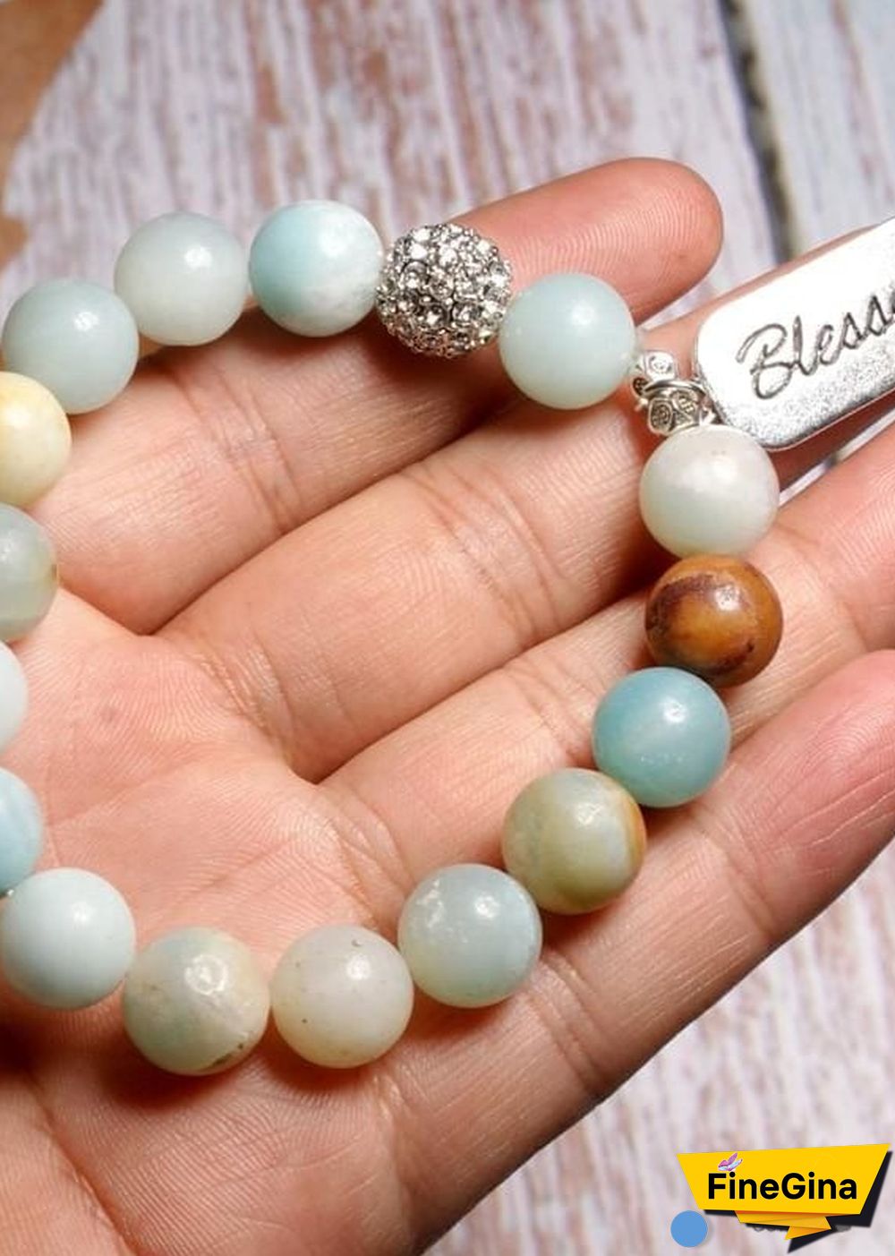 Boho Bracelet, Green Amazonite Blessed