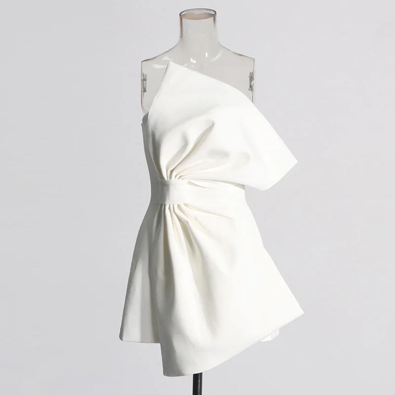Brownm 2025 New Fashion Sexy Solid Color Bow Splicing High-End Sense Slimming Bra Dress Dress Dress